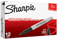 PERMANENT MARKER, SHARPIE, FINE TIP, BLACK, 12/CT MAIN